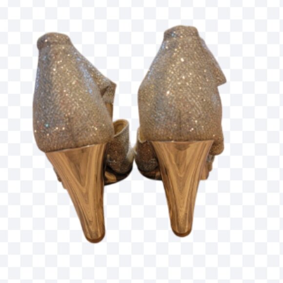 Michael Kors Berkley 4” High Heel Metallic Front Zip Sparkling Gladiator Sandals - Picture 4 of 13